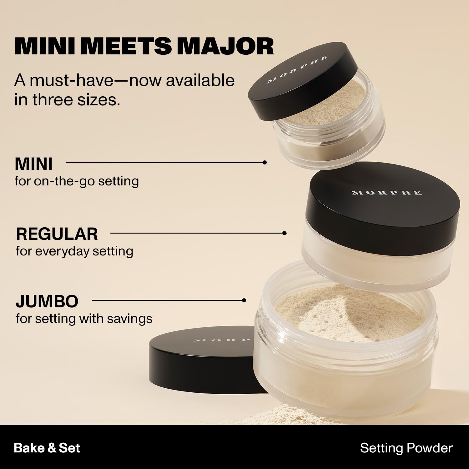 Morphe Mini Bake & Set Setting Powder - Lightweight, Talc-Free Finishing Powder for Face Makeup with a Soft, Natural Finish - Minimizes Shine for Up to 24HR - Brightening Pink (0.09 oz)