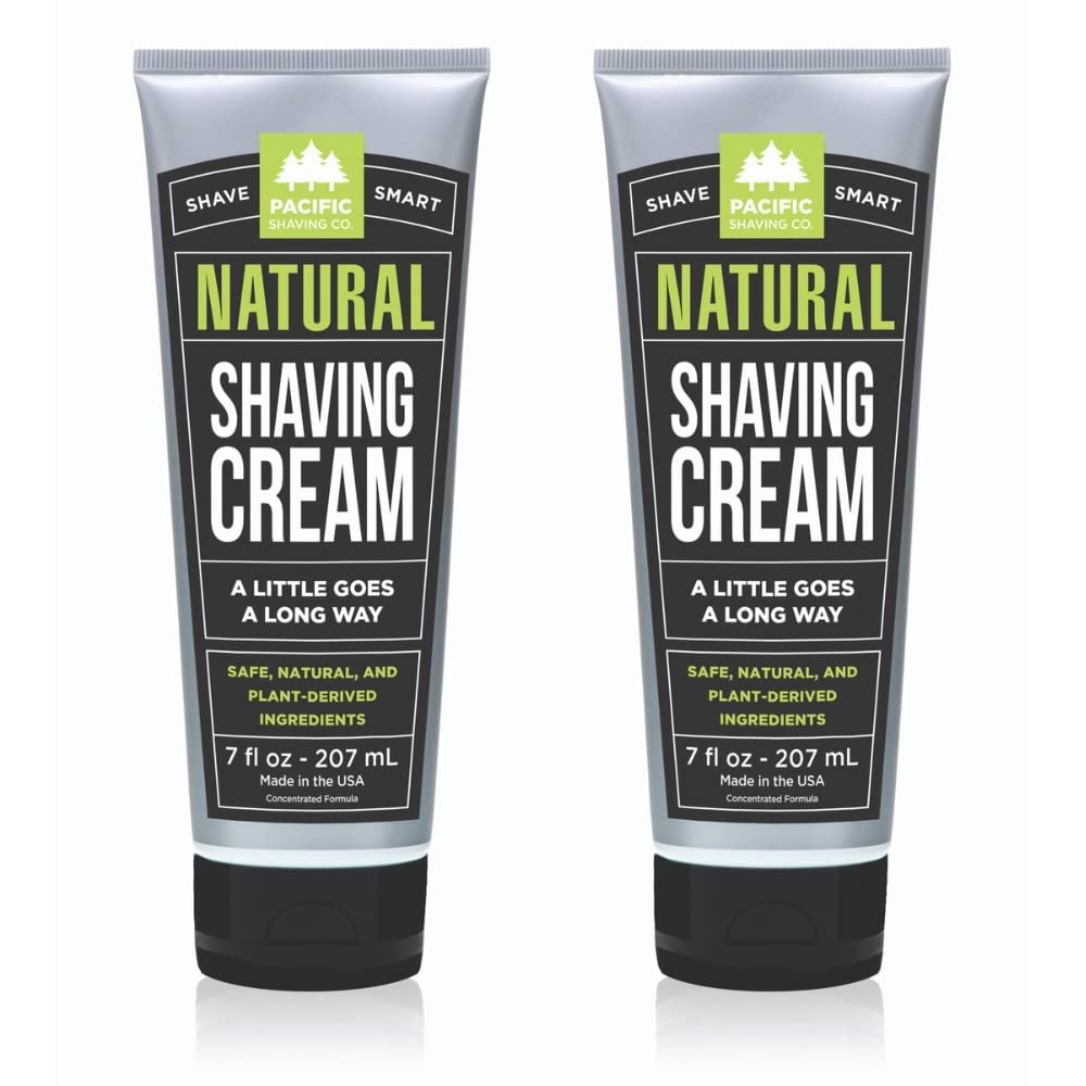Pacific Shaving Company Natural Shaving Cream - Shea Butter + Vitamin E Shave Cream for Hydrated Sensitive Skin - Clean Formula for a Smooth, Anti-Redness + Irritation-Free Shave Cream (3.4 Oz)