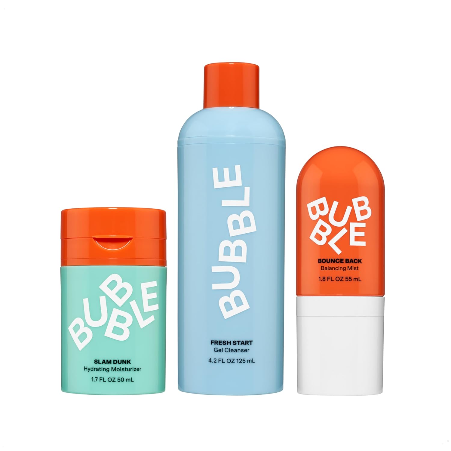Bubble Skincare Slam Dunk Face Moisturizer (50ml) + Fresh Start Gel Cleanser (125ml) + Bounce Back Balancing Facial Toner Mist (55ml)